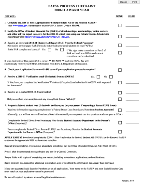 FAFSA Process Checklist