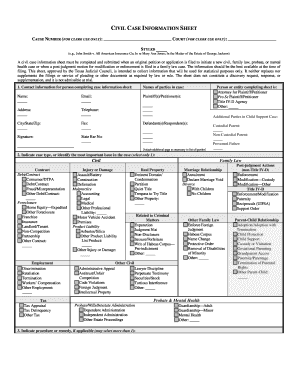 Civil Case Information Sheet