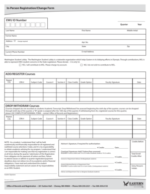 EWU In-Person Registration/Change Form