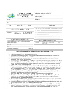 School Transport Bus Pass Application