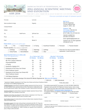 ASH 2014 Registration Form