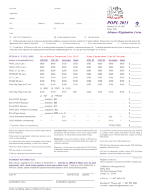 POPL 2013 Advance Registration Form