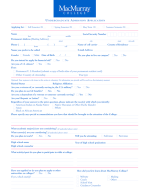 Undergraduate Admission Application