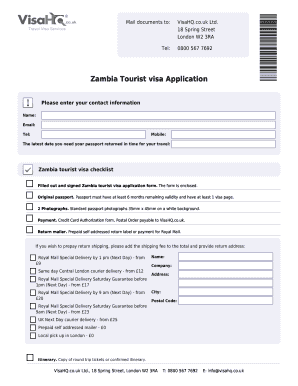 Zambia Tourist Visa Application