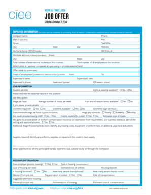 Job offer - Work and Travel