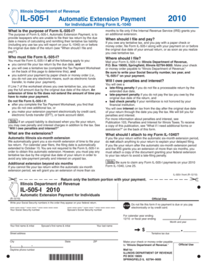 Illinois Automatic Extension Payment Form IL-505-I