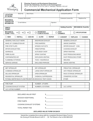 Commercial Mechanical Application Form