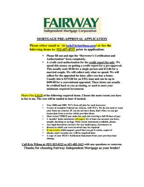 Mortgage Pre-Approval Application