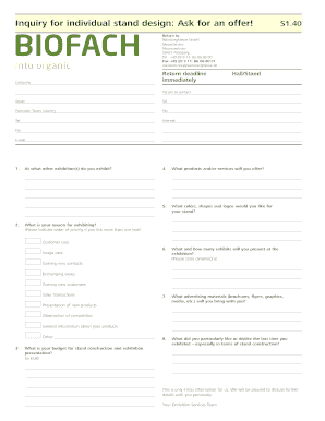 Exhibition Stand Design Inquiry Form