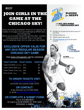 Chicago Sky Ticket Order Form