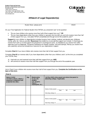Affidavit of Legal Dependent(s)
