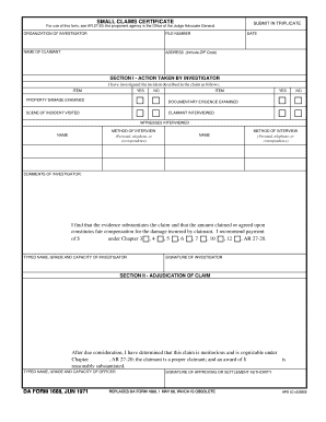 Small Claims Certificate