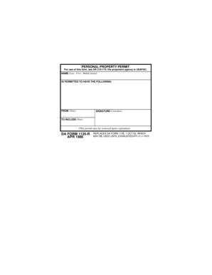 Da 31 pass example - DA FORM 1135-R APR 86 - apd army