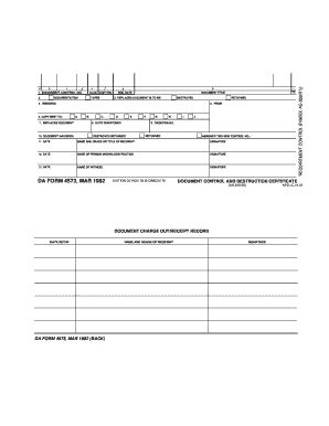 DA FORM 4573, MAR 82 DOCUMENT CONTROL AND DESTRUCTION ... - apd army
