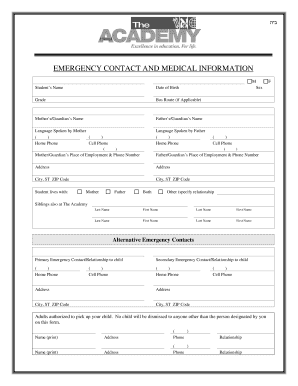 Emergency Contact and Medical Information Form