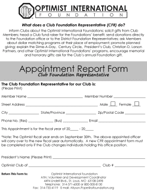 Club Foundation Representative Appointment Form