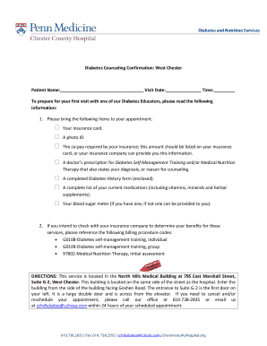 Diabetes Counseling Confirmation Form