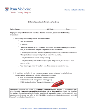 Diabetes Counseling Confirmation Form