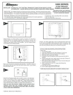 Humidifier Installation Instructions