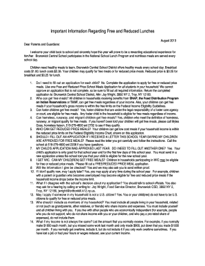 Free and Reduced Price School Meals Application