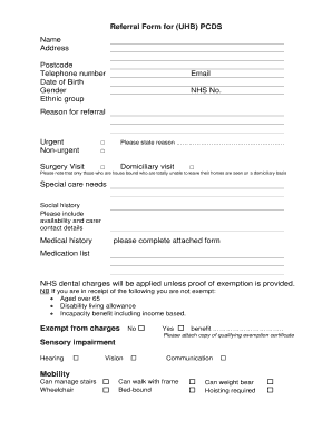 Referral Form for UHB PCDS