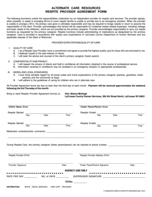 Respite Provider Agreement Form