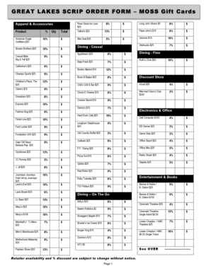 Great Lakes Scrip Order Form