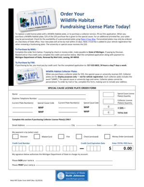Wildlife Habitat Fundraising License Plate Application