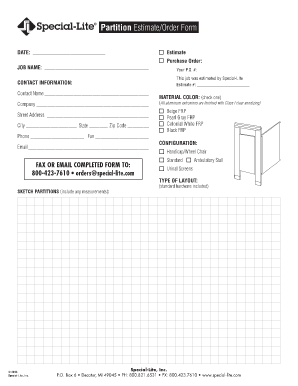 Partition Estimate Order Form
