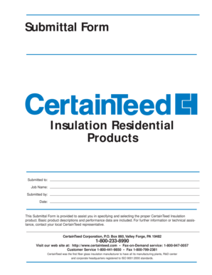 Insulation Residential Submittal Form