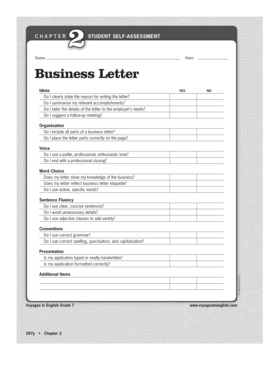 Student Self-Assessment for Business Letter