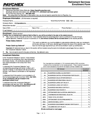 Retirement Services Enrollment Form