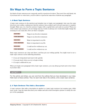 topic sentence writer help fillibale form