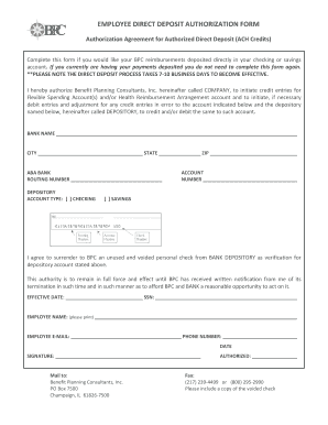 Employee Direct Deposit Authorization Form