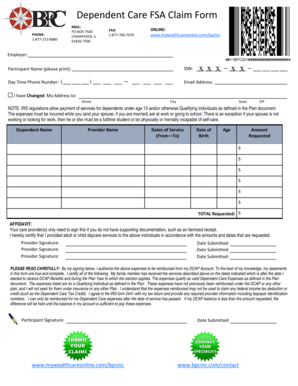 Dependent Care FSA Claim Form