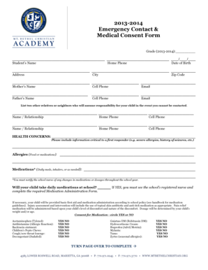 Emergency Contact & Medical Consent Form