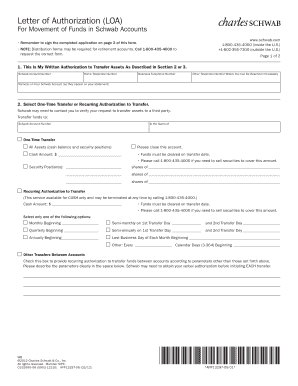 Charles Schwab Letter of Authorization for Funds Transfer