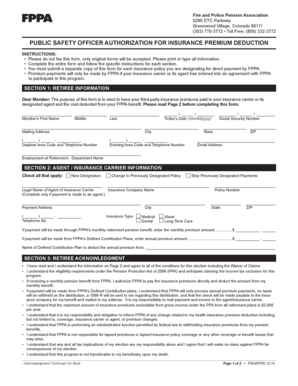 Public Safety Officer Authorization for Insurance Premium Deduction