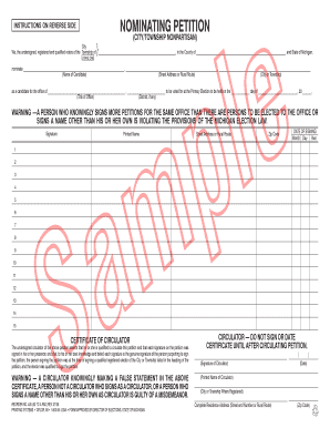 Michigan Nominating Petition Form