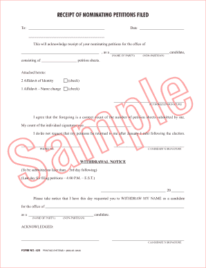 Receipt of Nominating Petitions Filed