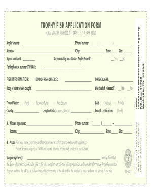 Trophy Fish Application Form