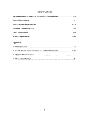 Parental Request Form for Individual Diabetes Care Plan