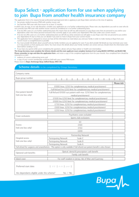 Bupa Select Application Form