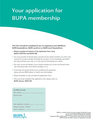 BUPA Membership Application Form