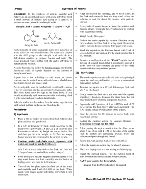 Aspirin Synthesis Lab Report