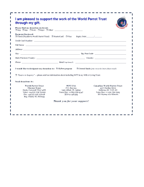 World Parrot Trust Donation Form