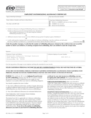 California Employee’s Withholding Allowance Certificate