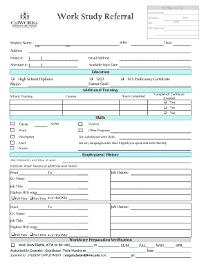 Student Employment Application Form