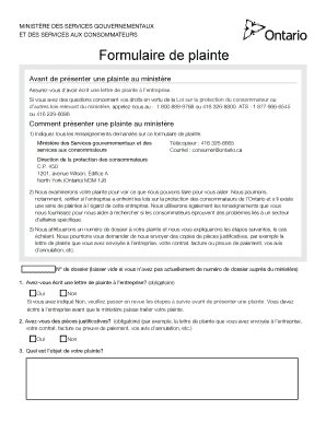 Formulaire de plainte