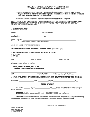 Maryland Circuit Court Interpreter Request Form